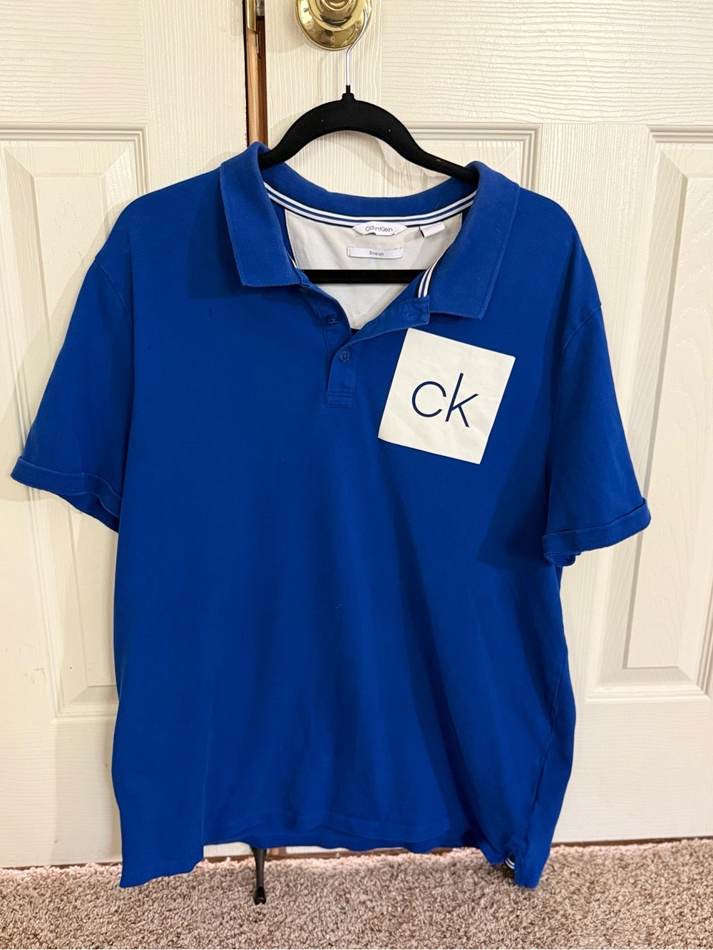 Calvin Klein Men’s Royal Blue Polo with White CK Square